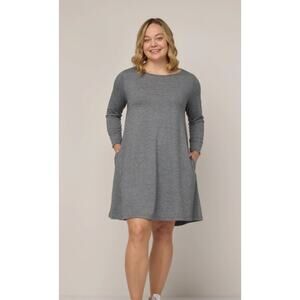Wool& Rowena Swing Dress Gray Long Sleeve Merino Wool S Long